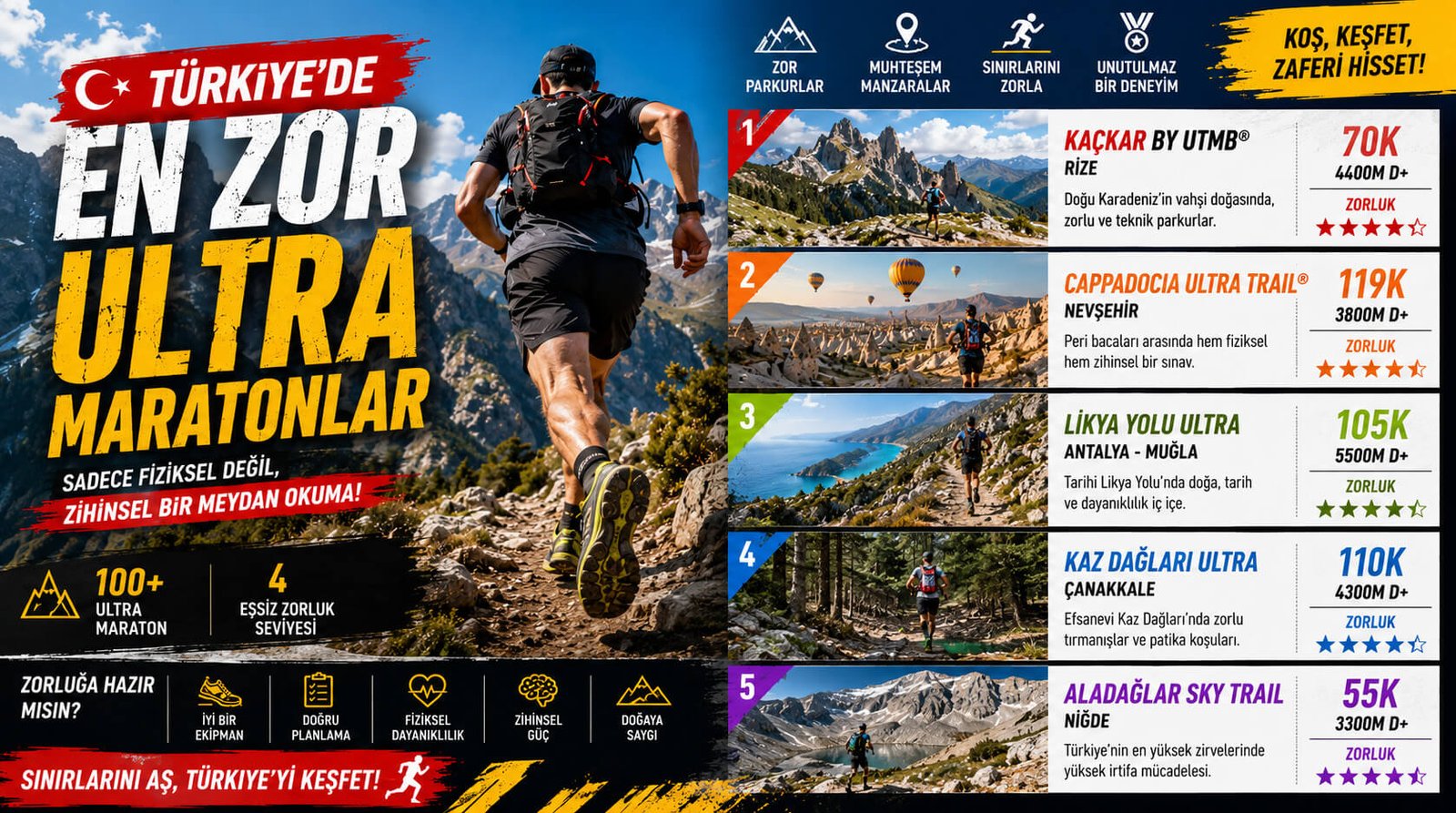 Türkiyenin en zor ultra trail rotaları