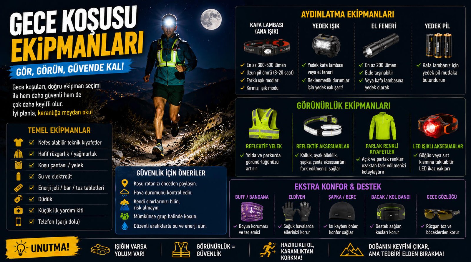 gece koşusu ekipmanlar